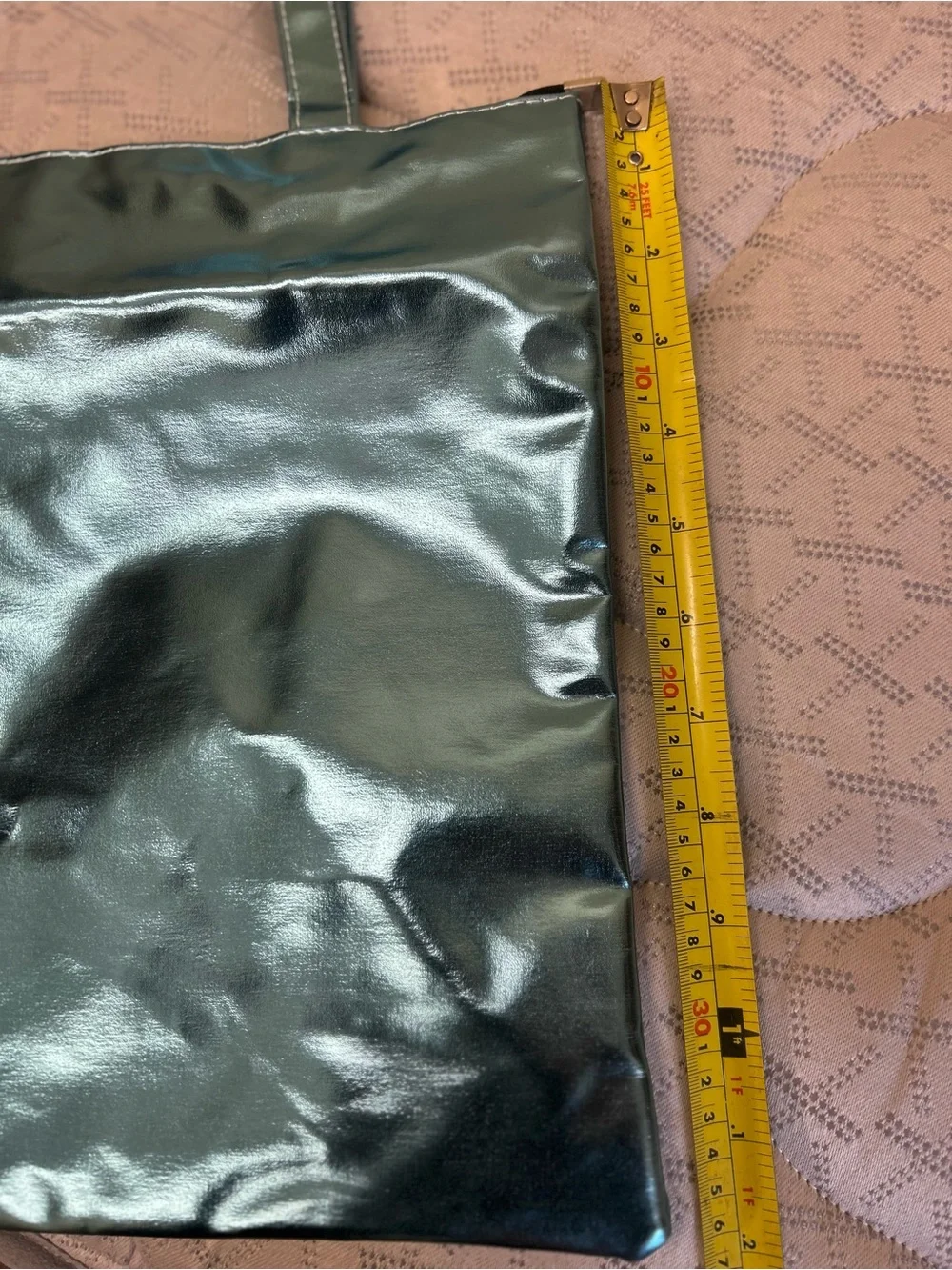 Metallic Teal Tote Bag - Women's Shiny Shoulder Bag